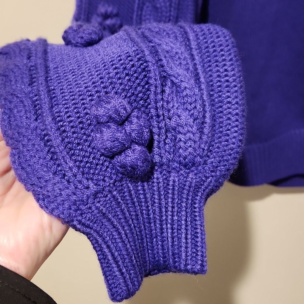❤️ ANTHROPOLOGIE MAEVE KIARA TEXTURED MERINO WOOL BLEND SWEATER, PURPLE, SMALL - Picture 7 of 13